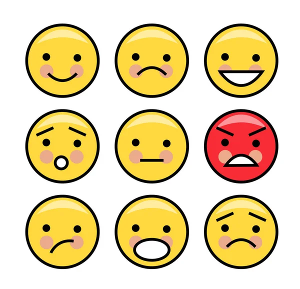 Eenvoudige gele emoticons — Stockvector