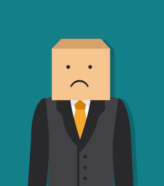 Kafasında bir kutu ile işadamı