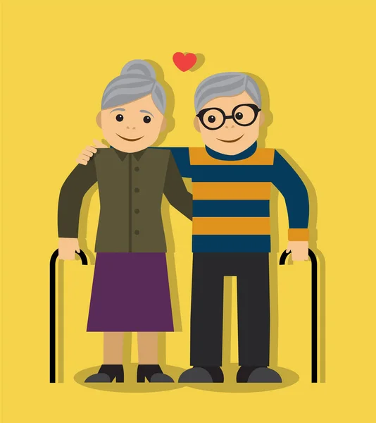 Ζευγάρι ηλικιωμένων ερωτευμένο — Διανυσματικό Αρχείο