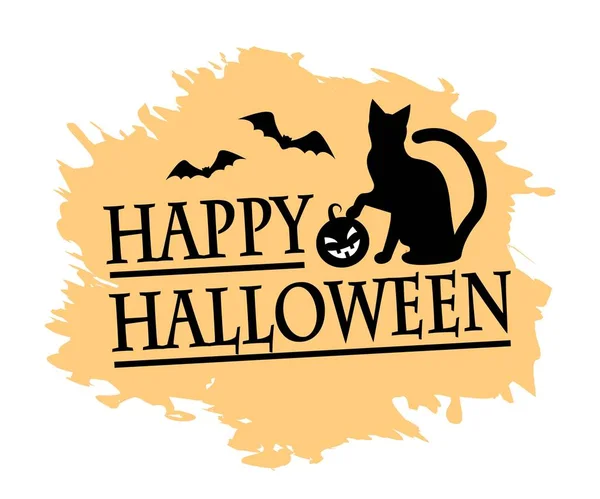 Halloween e gato preto — Vetor de Stock