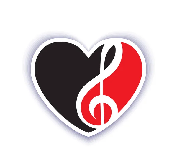 Heart Treble Clef Love Music Emblem — Stock Vector