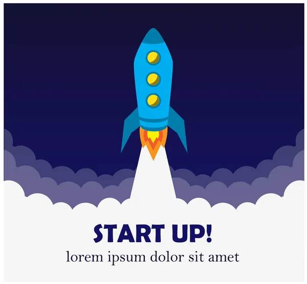 Een Raket Vliegt Omhoog Rookt Wervelt Symboliseert Een Startup Business — Stockvector