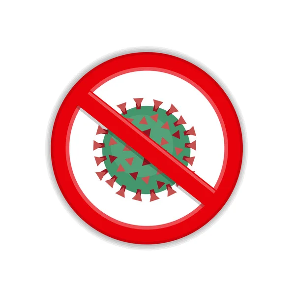 Red Prohibition Sign Virus Microscope — Stock Vector
