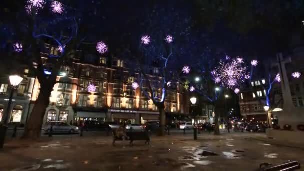 Noel ışıkları ekran, Sloane Square, Londra — Stok video