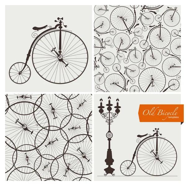 古い自転車テンプレートとシームレスなパターン — ストックベクタ