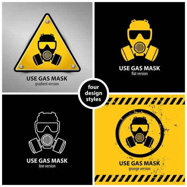 Conjunto de símbolos máscara de gas — Vector de stock