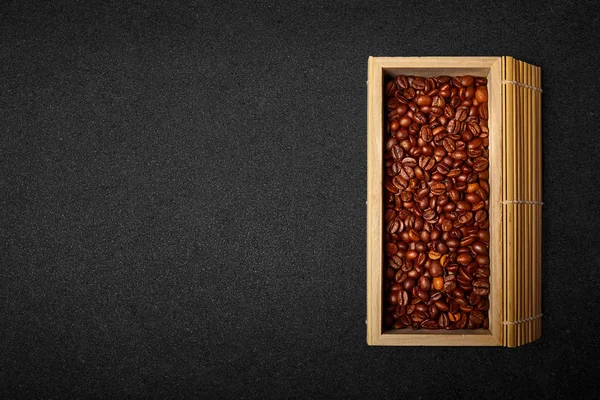 Chicchi Caffè Una Scatola Legno — Foto Stock