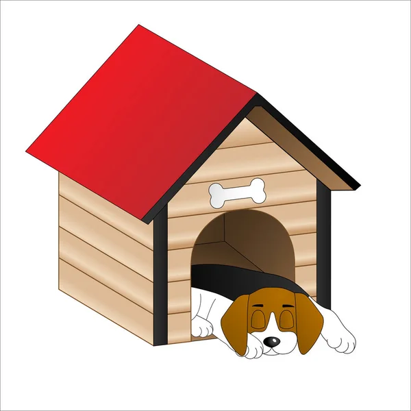 Perro durmiendo en una casa de perro — Archivo Imágenes Vectoriales