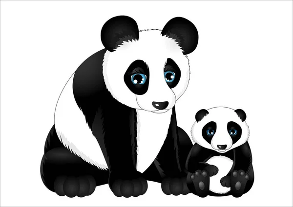 Mãe Bebê Panda — Vetor de Stock