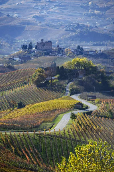 Дорога між пагорбами селищі Ланга Piemonte Італії — стокове фото