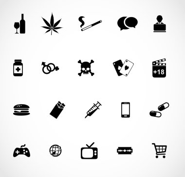 Vektör bağımlılık Icon set 