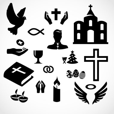 Catholic church icon set vector clipart
