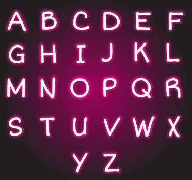 Neon pembe alfabe vektör