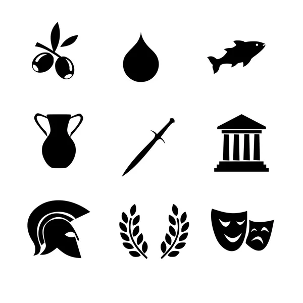 Ensemble d'icônes grec vecteur — Image vectorielle