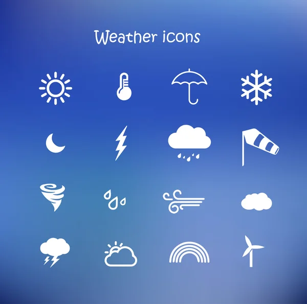 Прогноз погоды, набор значков метеорологии в голубом фоне — стоковый вектор