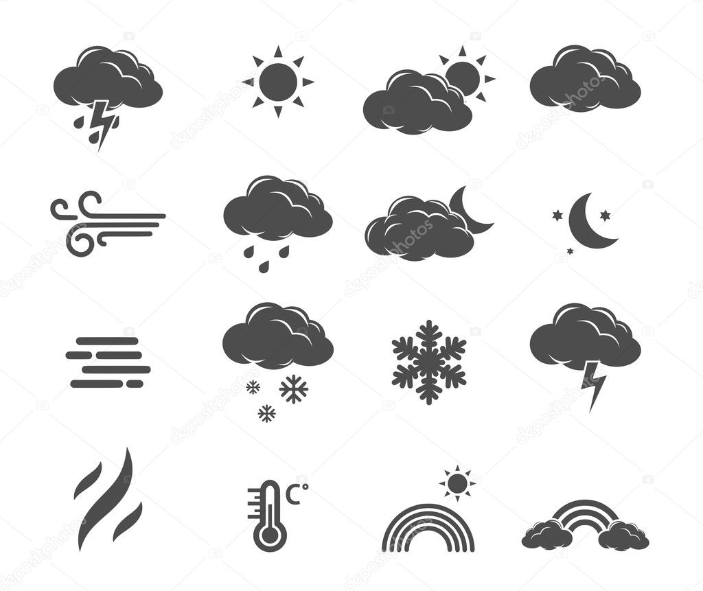 Weather forecast, meteorology icon set vector 