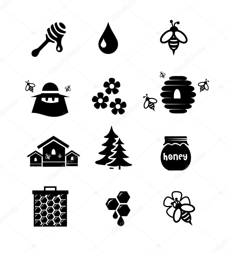 Honey icon set vector