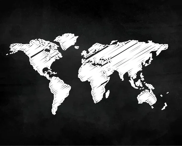 世界地图上粉笔板矢量 — 图库矢量图片