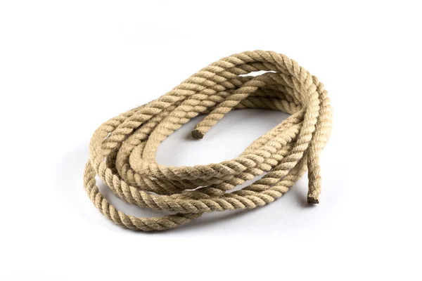 Verdrehtes dickes Seil auf weißem — Stockfoto
