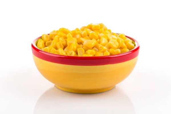 Sweet canned corn in bowl — Stock Photo, Image