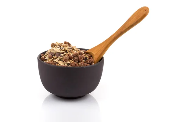 Healthy Oat Granola Muesli Cereals Chocolate Scoop Bowl White — Stock Photo, Image