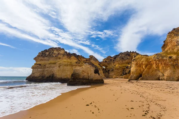 Skaliste Klify Wybrzeżu Oceanu Atlantyckiego Lagos Algarve Portugalia — Zdjęcie stockowe
