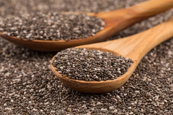 Chia Seeds Wooden Spoon Chia Background — Stock Photo, Image