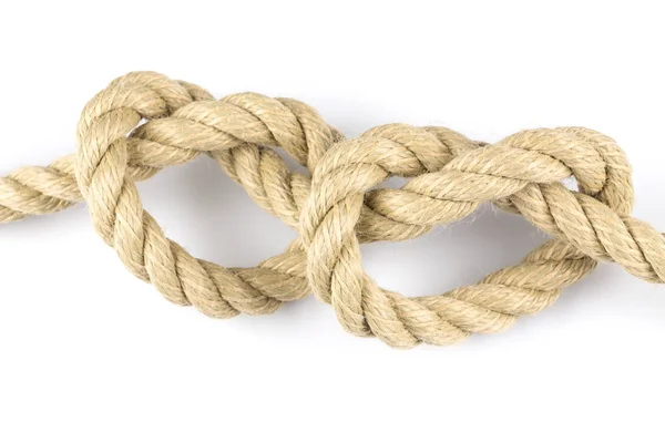 Zwei Herzförmige Knoten Seil Isoliert Auf Weißem Hintergrund — Stockfoto