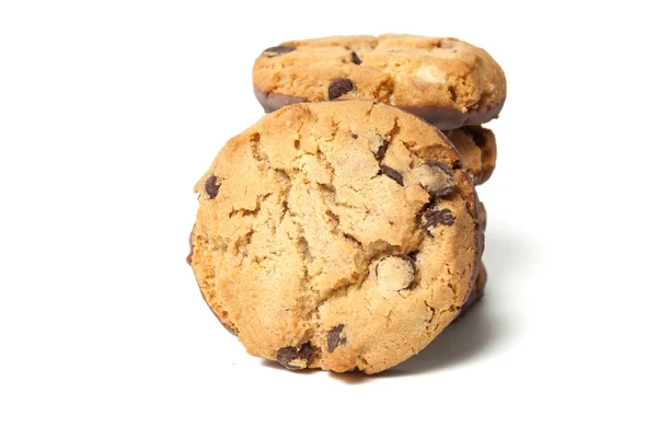 Chocolade Chip Cookie Geïsoleerd Witte Achtergrond — Stockfoto