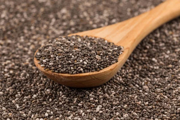 Chia Seeds Wooden Spoon Chia Background — Stock Photo, Image