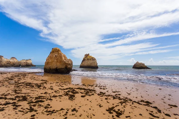 Felsige Klippen Der Küste Des Atlantiks Lagos Algarve Portugal — Stockfoto