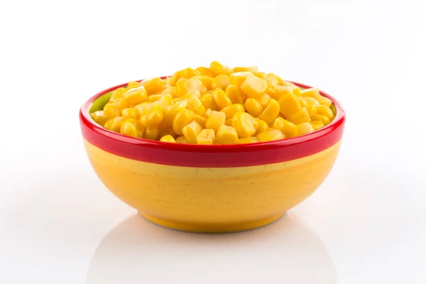 Sweet canned corn in bowl — Stock Photo, Image