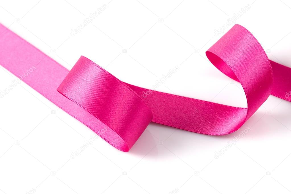 Pink ribbon on white