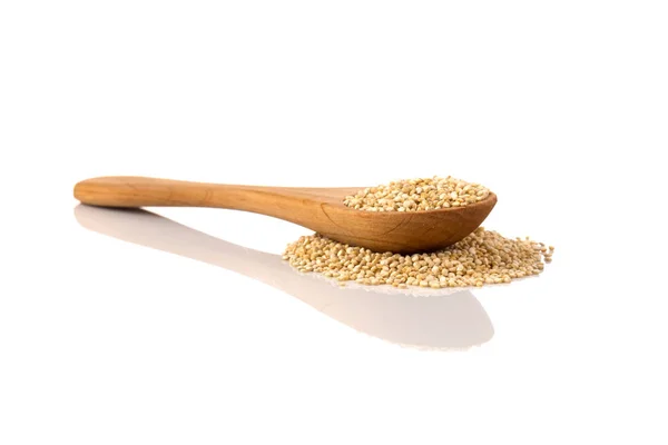 Pile of grain quinoa seeds in spoon — Stock Photo, Image