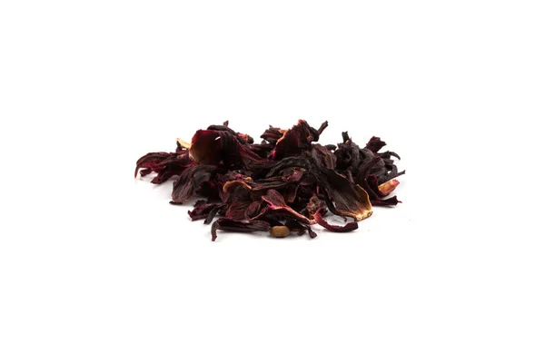 Heap Aromatic Hibiscus Tea Karkade Isolated White Background — Stock Photo, Image