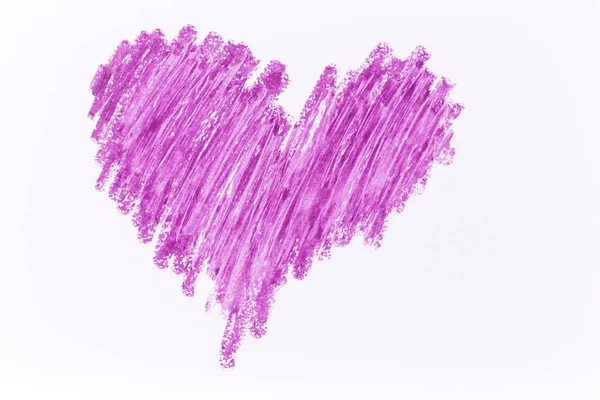 Corazón púrpura dibujo de crayón — Foto de Stock
