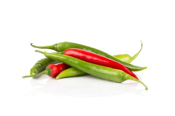 Fresh green and red chili pepper — Stock Photo, Image