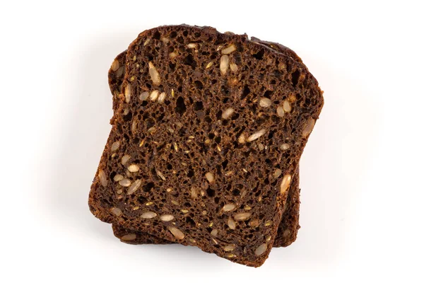 Fetta di pane nero isolato — Foto Stock