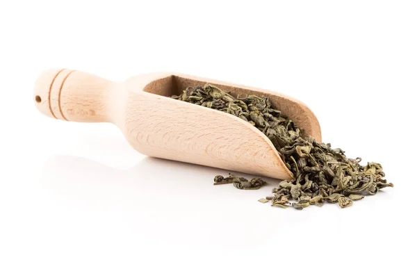 Gunpowder Green Tea Scoop Isolated White Background — Stock Photo, Image