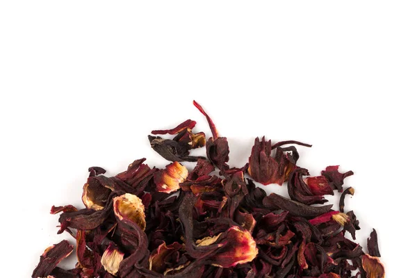 Heap Aromatic Hibiscus Tea Karkade Isolated White Background — Stock Photo, Image