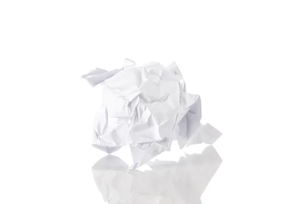 Crumbled Paper Ball Trash Close White Background — Stock Photo, Image