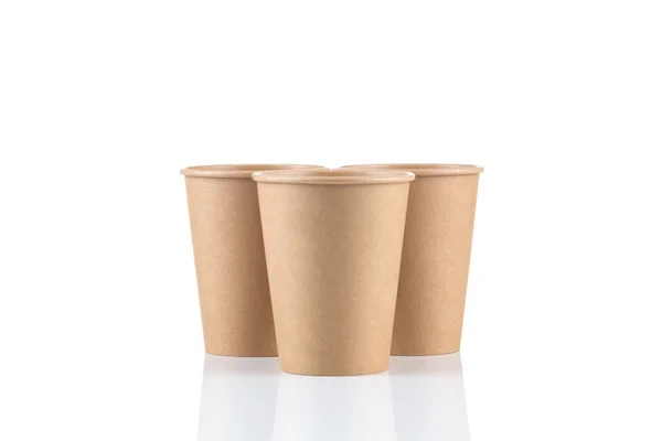 Empty Disposable Paper Coffee Cups Isolated White Background — Stock Photo, Image