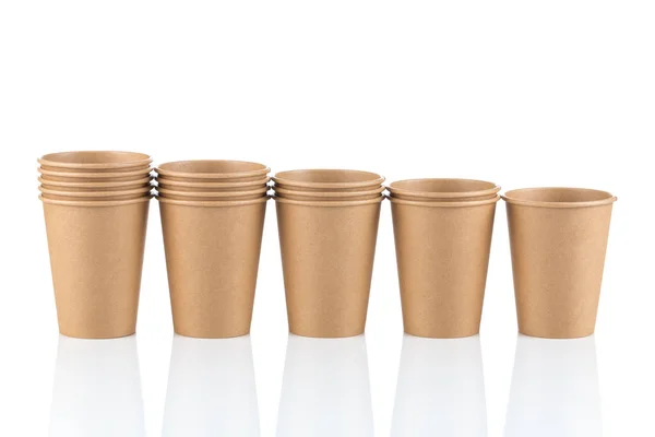 Empty Disposable Paper Coffee Cups Isolated White Background — Stock Photo, Image
