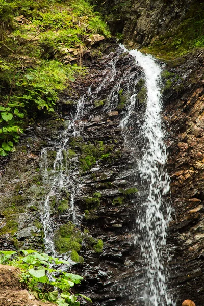 Guk Waterfall in Carpathian mountains in summer. Beautiful nature of Ukraine.