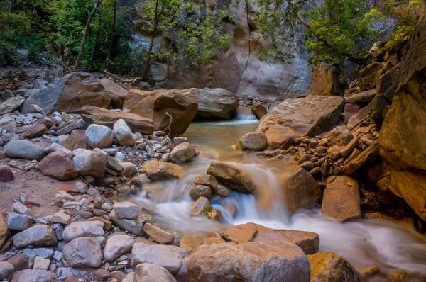 Hiking Narrows Zion National Park — Stock Photo, Image