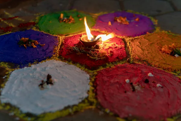 Colorful Mandalas during last day of Diwali — Stock Photo, Image