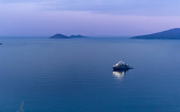 Military Boat Lit up on Turkish Coast