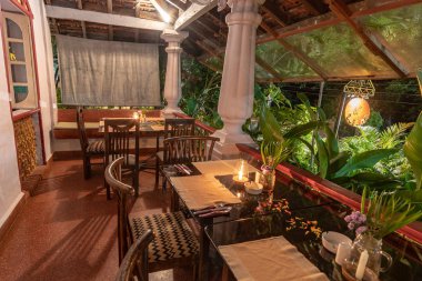 Goa Hindistan 'daki Süslü Restoran Yemeği