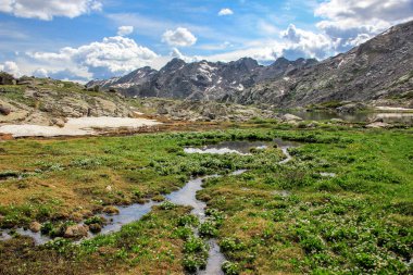 Göllü ve Şelaleli Rocky Dağı Manzarası