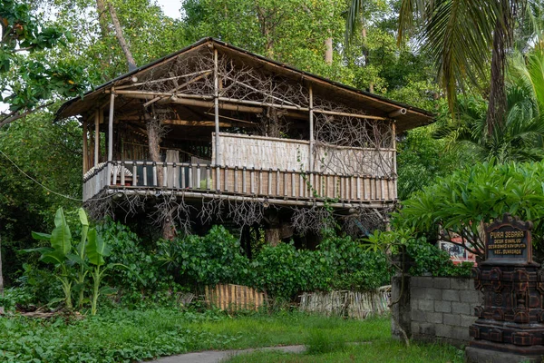 Authentic Balinese Homes Scattered Rice Fields Palm Trees — Stock Photo, Image